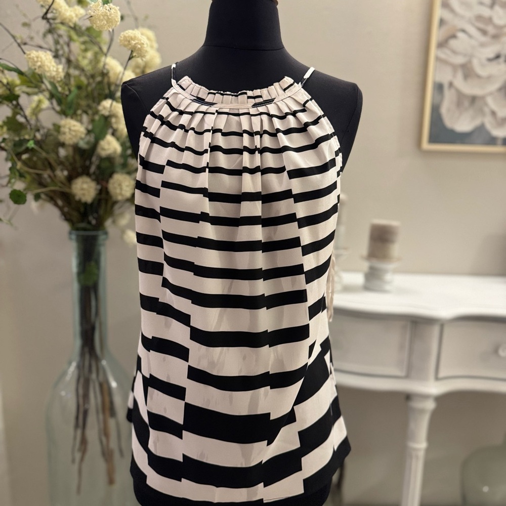 New York & Company Black and White Striped Camisole
